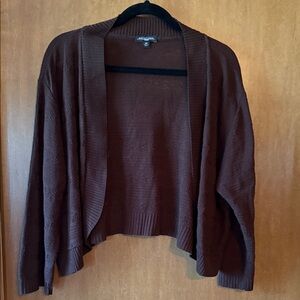 Notations Chocolate Open-Front Cardigan